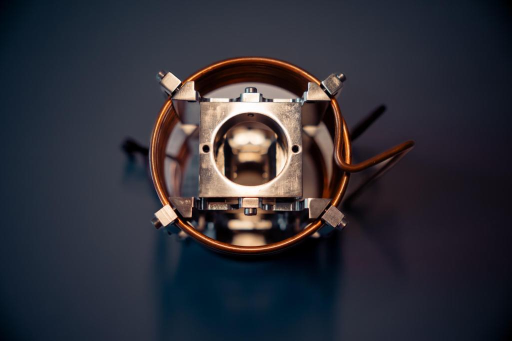 Top view of the Pasqal’s coil, used to generate the magnetic field required to control the atoms trapped inside the vacuum chamber.